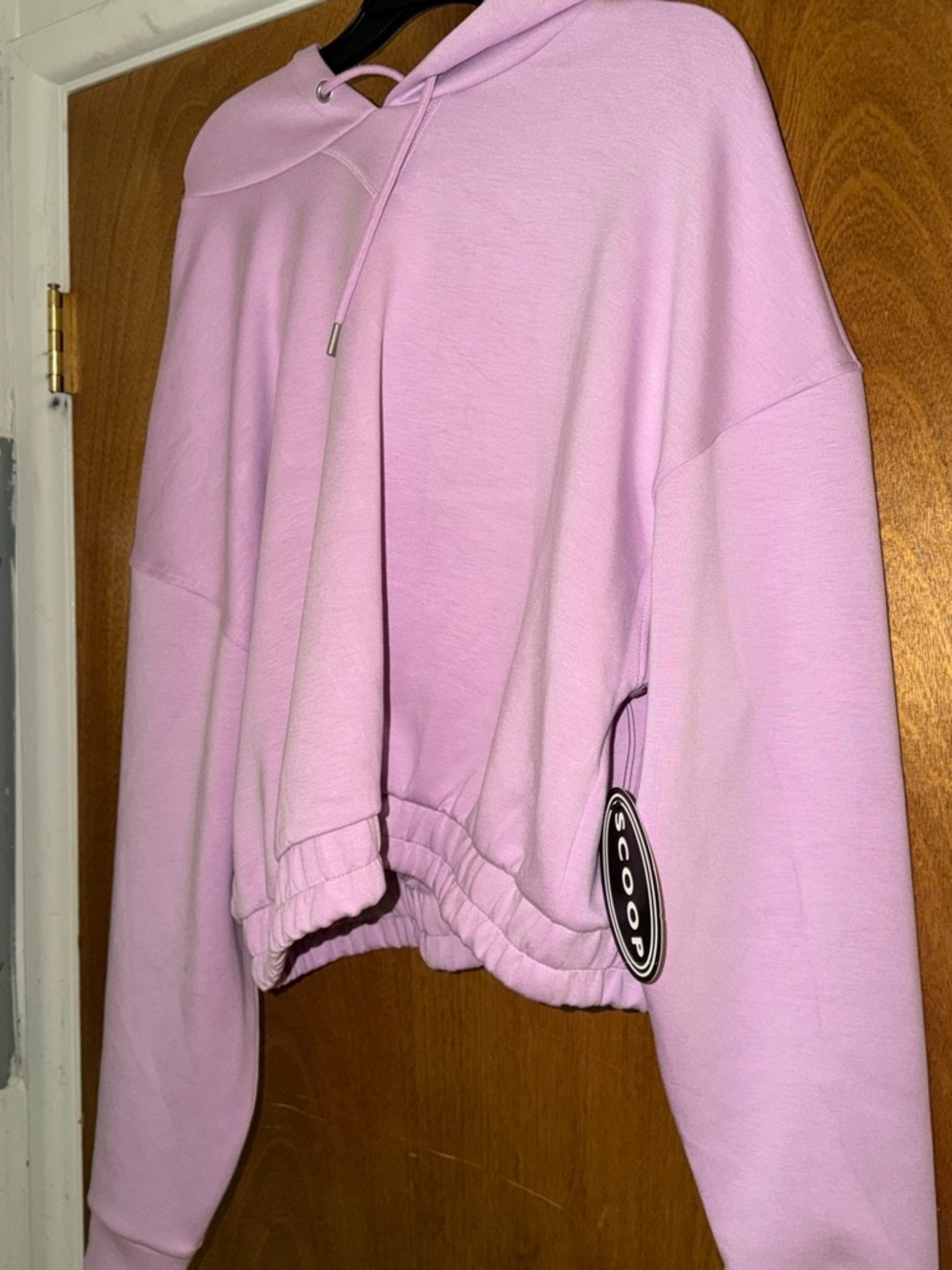Lavender Cropped Crewneck Sweatshirt with Hood